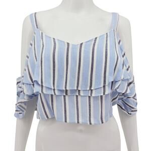 Lost + Wander Quigley Striped Crop Top Blue L New